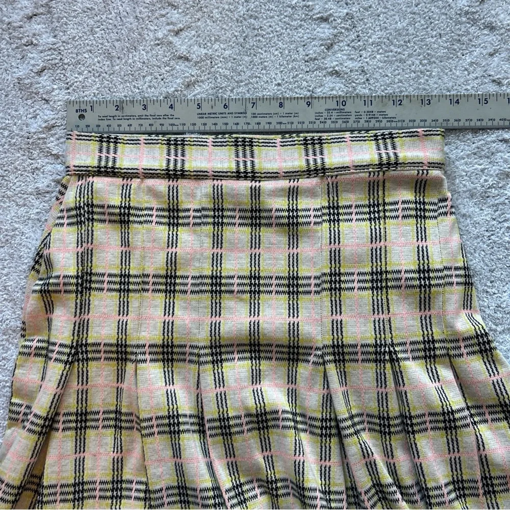 Free People Honey Pleated Skirt Retro Sunshine Combo Sz‎ 2 Preppy Light Academia
